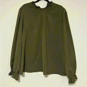 LYANER Women's Frill Mock Neck Flounce Long Sleeve Solid Blouse
Office Shirt Top